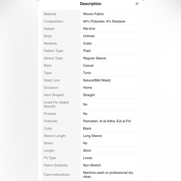 Black Long-Sleeve V-Neck Dress with Plaid Trim - Picture 7 of 8